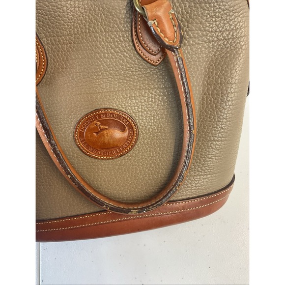 Dooney & Bourke Norfolk Satchel Crossbody Bag All Weather Leather Taupe Tan VTG - Picture 6 of 15